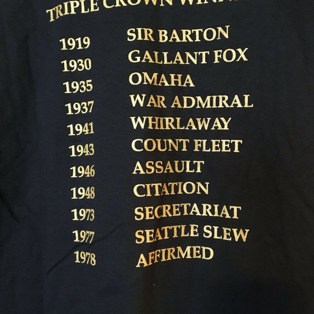 Madalay Place Triple Crown Kentucky Derby Preakness Belmont Stakes T-Shirt Large - Picture 6 of 8